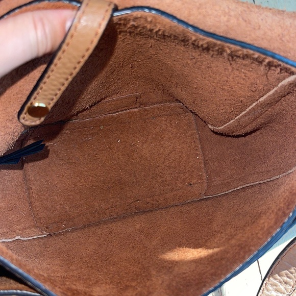 Rebecca Mink Off Pebbled Leather Studded Saddle Bag, Almond - Picture 4 of 5